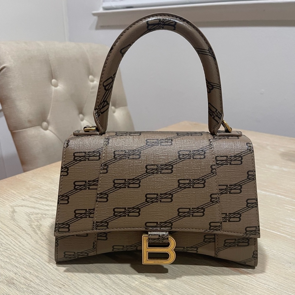 Brown monogram small Balenciaga hourglass bag!